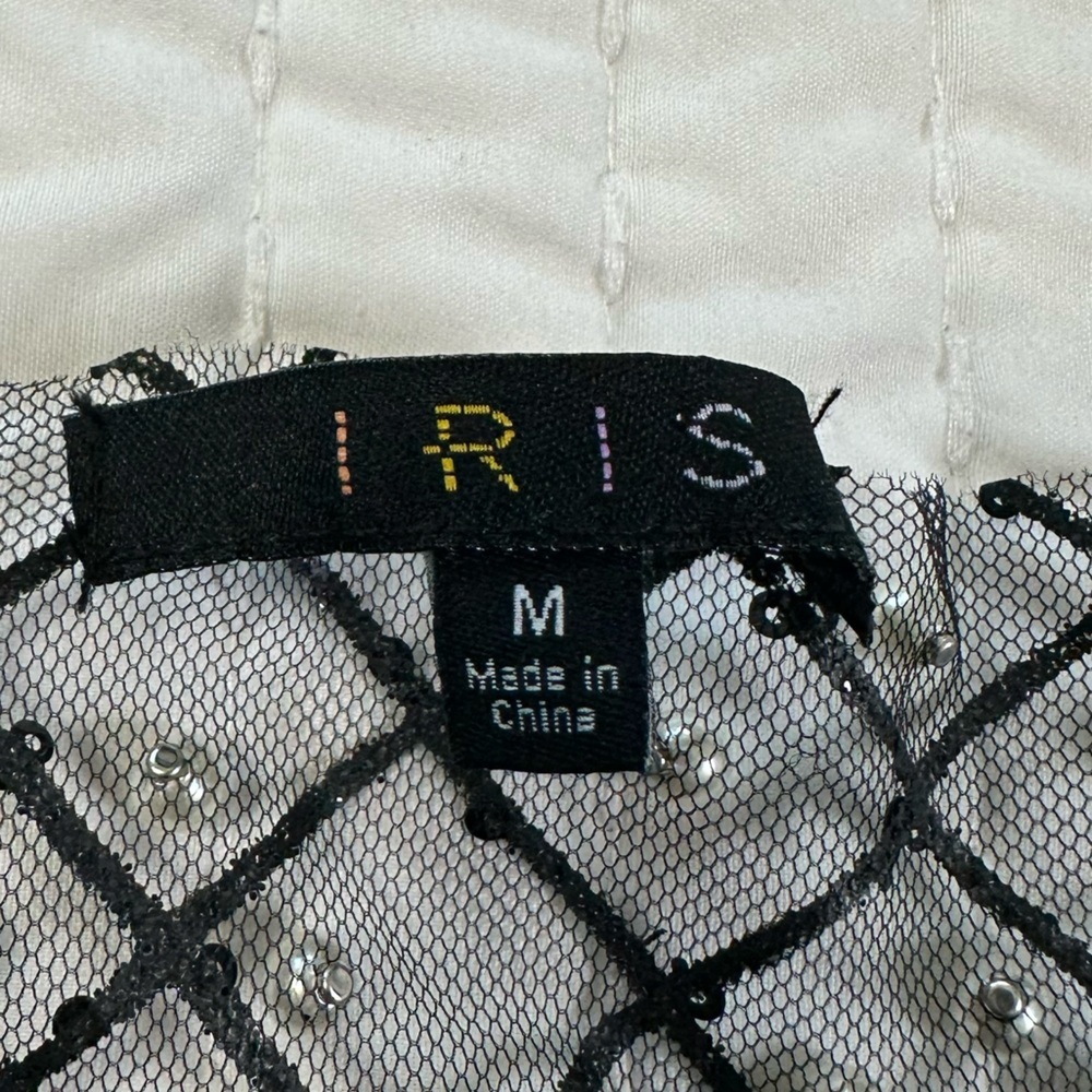 Iris NWT Black Sheer Blouse with Pearl Details - Picture 12 of 13